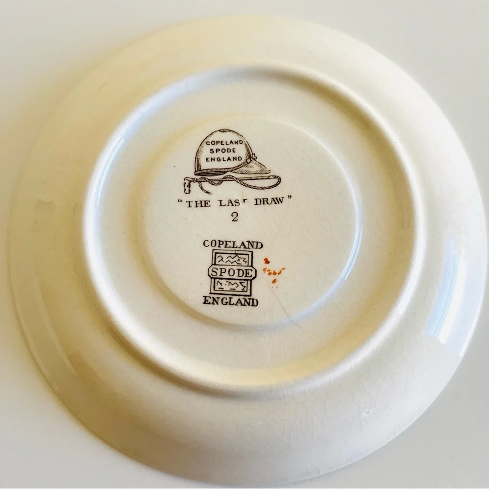 Vintage Copeland Spode Porcelain Hunting Equestrian Themed Saucer Plates Three